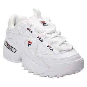 White Fila D Formation Platform Shoes 41/US 9.5